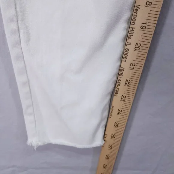 Mother Jeans Women’s 27 Mid Waisted Looker Ankle Fray Glass Slipper White